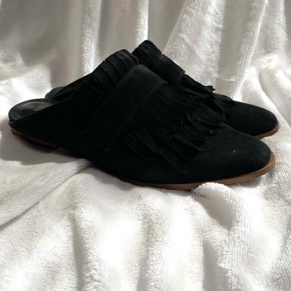 Steve Madden Adee black suede fringe mules size 7.5 - Picture 4 of 9